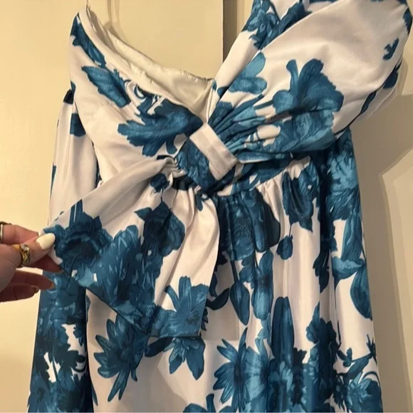 Anthropologie Teal and White Floral Maxi Dress - Picture 4 of 5